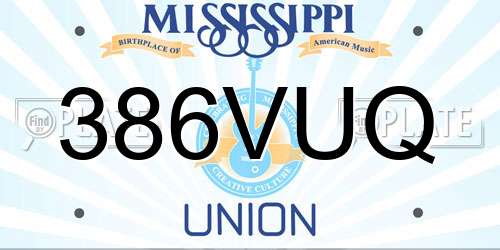 386VUQ Mississippi License Plate