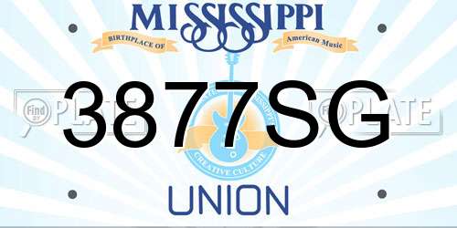 3877SG Mississippi License Plate