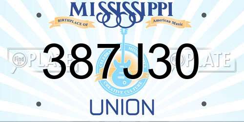 387J30 Mississippi License Plate
