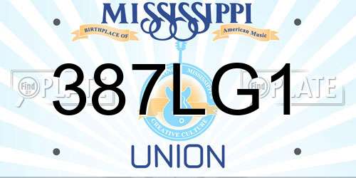 387LG1 Mississippi License Plate