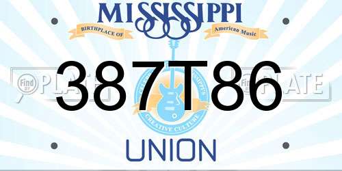 387T86 Mississippi License Plate