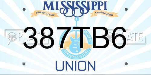387TB6 Mississippi License Plate
