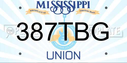 387TBG Mississippi License Plate