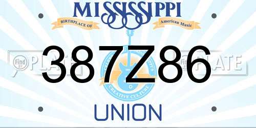 387Z86 Mississippi License Plate