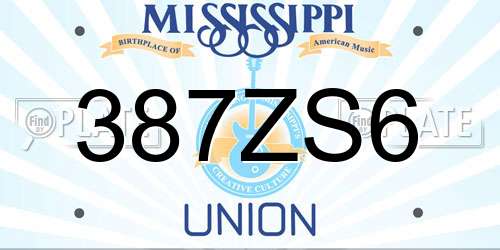 387ZS6 Mississippi License Plate