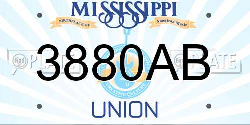 3880AB Mississippi License Plate