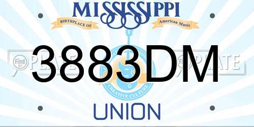 3883DM Mississippi License Plate