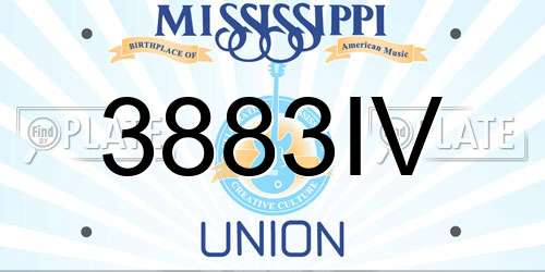 3883IV Mississippi License Plate
