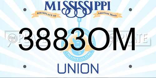 3883OM Mississippi License Plate