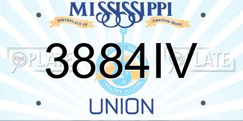 3884IV Mississippi License Plate