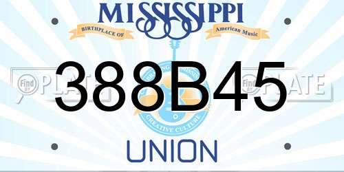 388B45 Mississippi License Plate