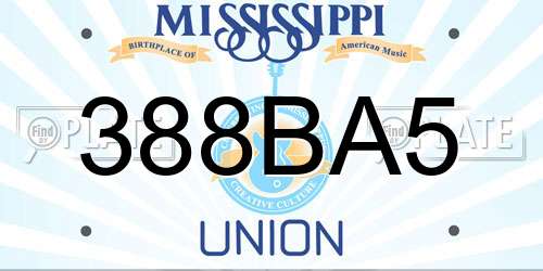 388BA5 Mississippi License Plate
