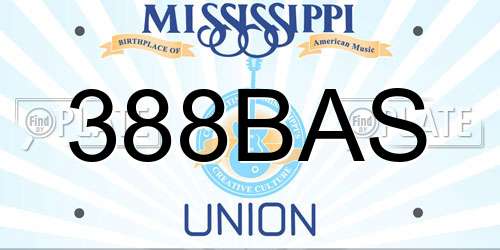 388BAS Mississippi License Plate