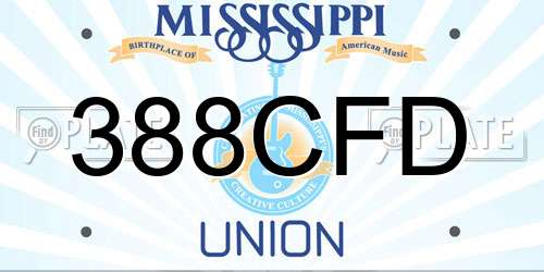 388CFD Mississippi License Plate