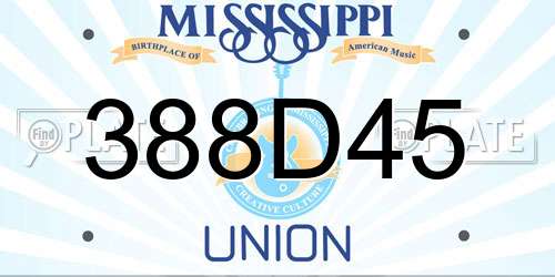 388D45 Mississippi License Plate