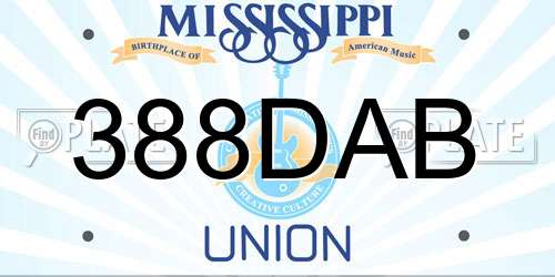 388DAB Mississippi License Plate