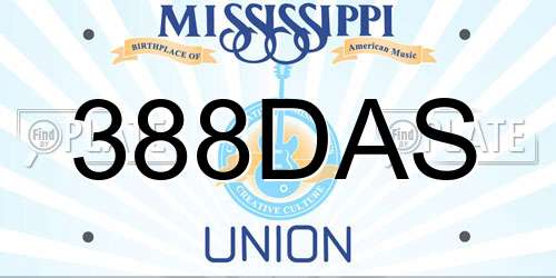 388DAS Mississippi License Plate