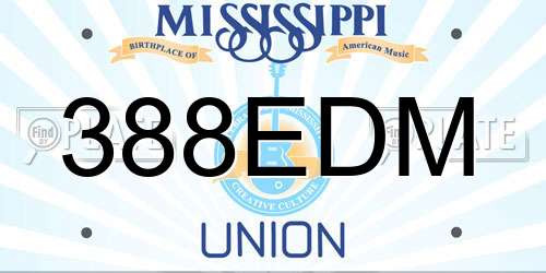 388EDM Mississippi License Plate
