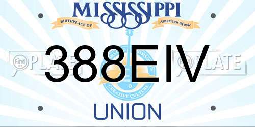 388EIV Mississippi License Plate