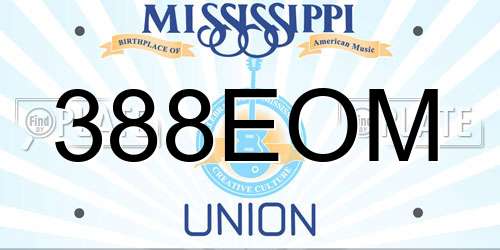 388EOM Mississippi License Plate