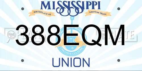 388EQM Mississippi License Plate