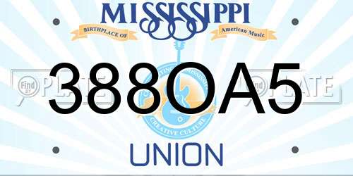 388OA5 Mississippi License Plate