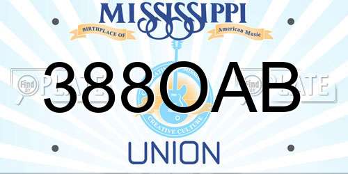 388OAB Mississippi License Plate