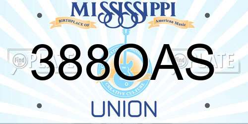 388OAS Mississippi License Plate