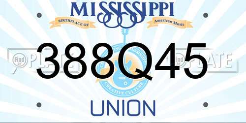 388Q45 Mississippi License Plate