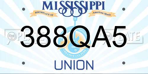 388QA5 Mississippi License Plate