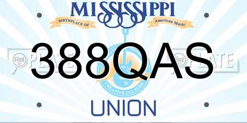 388QAS Mississippi License Plate