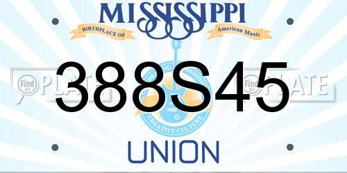 388S45 Mississippi License Plate