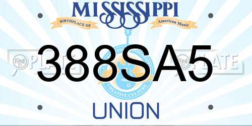 388SA5 Mississippi License Plate