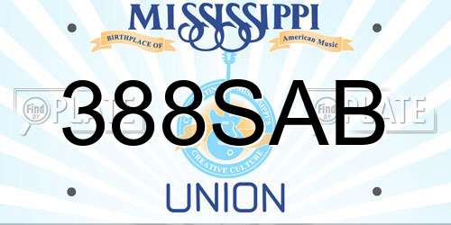 388SAB Mississippi License Plate