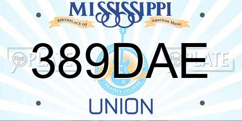 389DAE Mississippi License Plate
