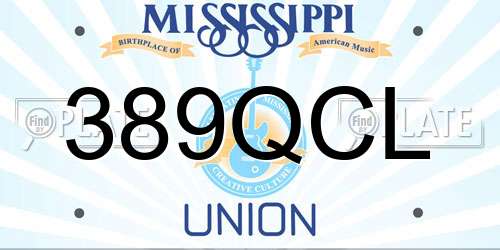 389QCL Mississippi License Plate