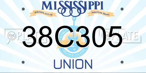 38C305 Mississippi License Plate