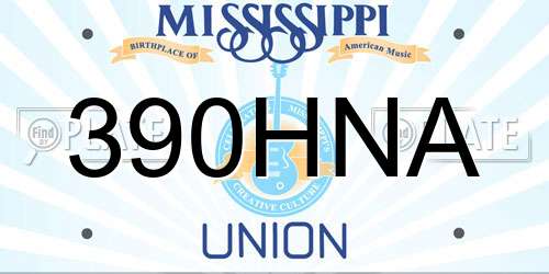 390HNA Mississippi License Plate