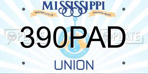 390PAD Mississippi License Plate