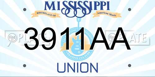 3911AA Mississippi License Plate