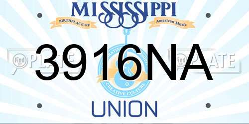 3916NA Mississippi License Plate