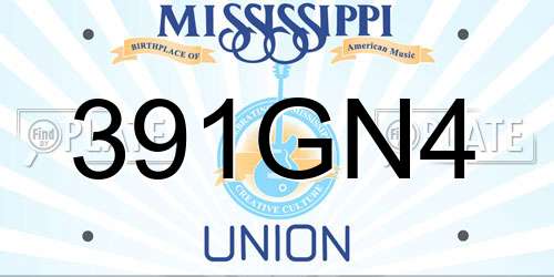 391GN4 Mississippi License Plate