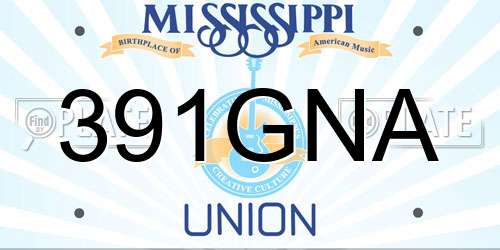 391GNA Mississippi License Plate