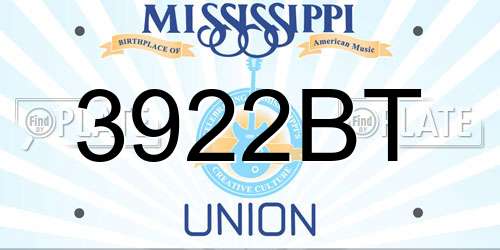 3922BT Mississippi License Plate