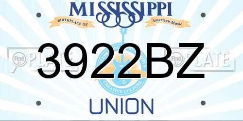 3922BZ Mississippi License Plate