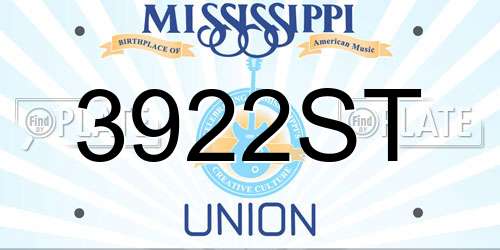 3922ST Mississippi License Plate