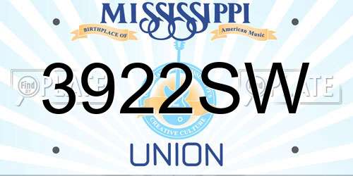 3922SW Mississippi License Plate