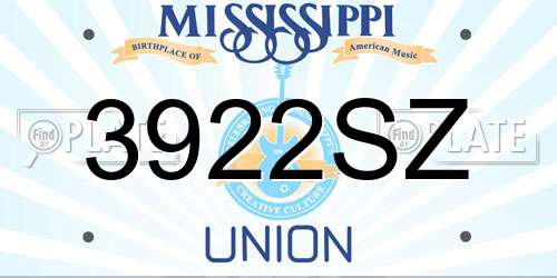 3922SZ Mississippi License Plate