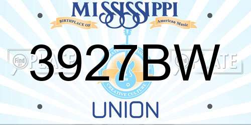 3927BW Mississippi License Plate