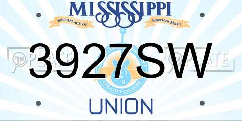 3927SW Mississippi License Plate